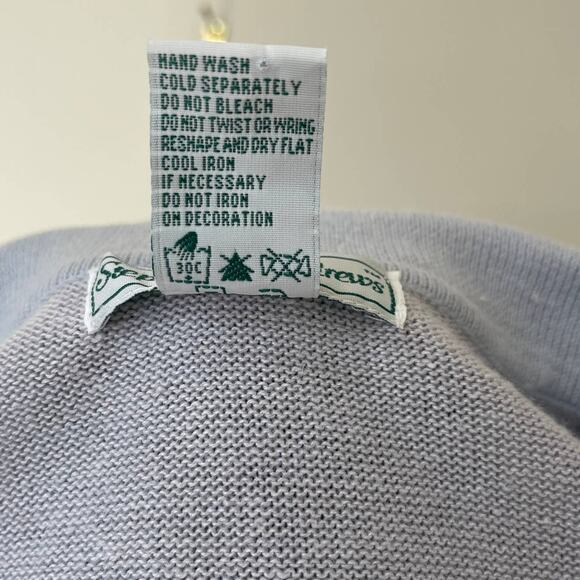 Vintage Stephanie Andrews Blue White Embroidered Cottagecore Cardigan Size Large - Picture 10 of 12